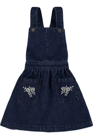 The New Society Vestito Salopette In Denim Con Ricami