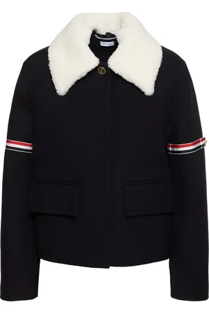 Thom Browne Giacca In Lana Con Collo In Shearling
