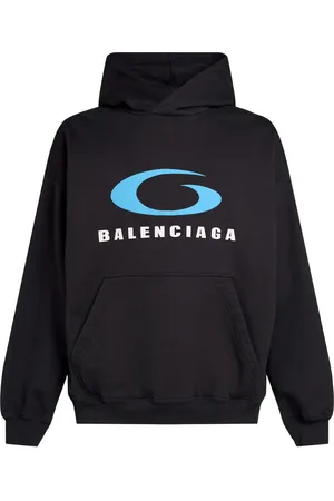 Balenciaga Felpa In Cotone Con Stampa E Cappuccio