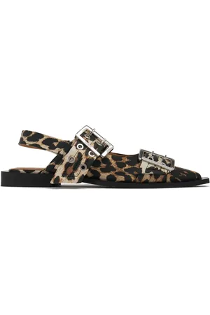 Ganni Ballerine Leopardate Con Fibbie 20mm
