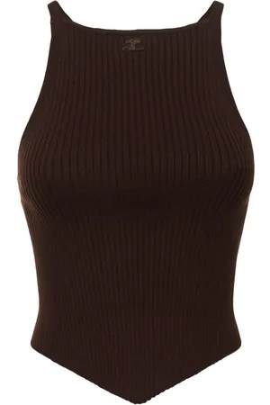 Courrèges Tank Top In Maglia A Costine