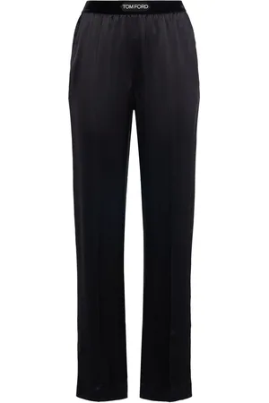 Tom Ford Pantaloni In Raso Di Seta Con Logo
