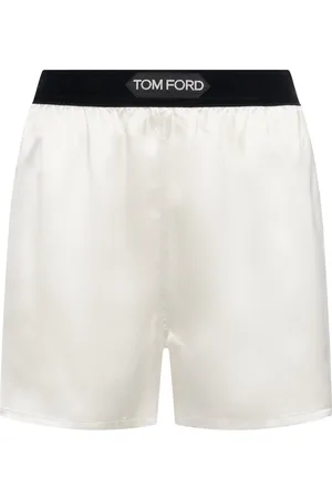 Tom Ford Shorts In Raso Di Seta Con Logo