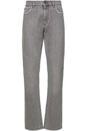 VERSACE Jeans Dritti In Denim Di Cotone Stonewashed