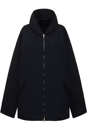 Balenciaga Giacca In Twill Di Cotone Con Zip E Cappuccio