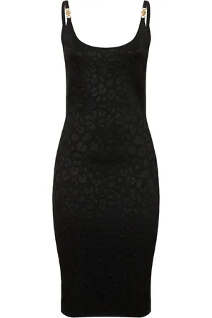 VERSACE Vestito Midi In Maglia Leopard
