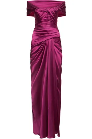 Zuhair Murad Vestito In Raso Drappeggiato Con Spalle Scoperte