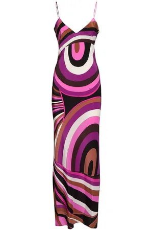 Puccini Vestito Lungo In Crepe De Chine Stampata