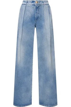 Balmain Jeans Loose Fit Vita Alta In Denim Con Pinces