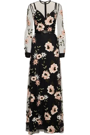 Elie saab Vestito Lungo In Tulle Con Ricami