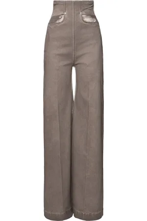 Rick Owens Jeans Larghi Dirt Cooper A Vita Alta In Denim
