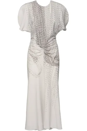 Victoria Beckham Vestito Midi Arricciato In Vita