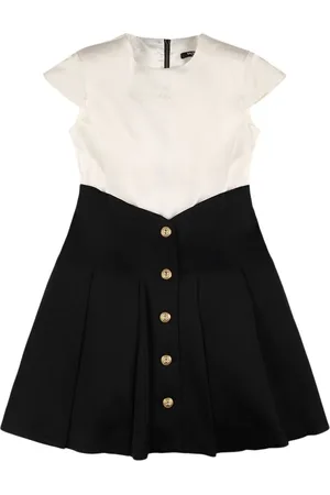 Balmain Vestito In Cady Bicolore Con Bottoni