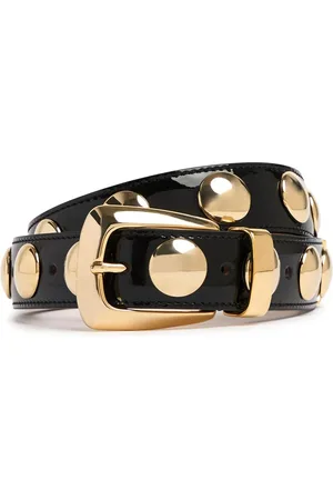 Khaite Cintura Benny In Vernice Con Borchie 3cm