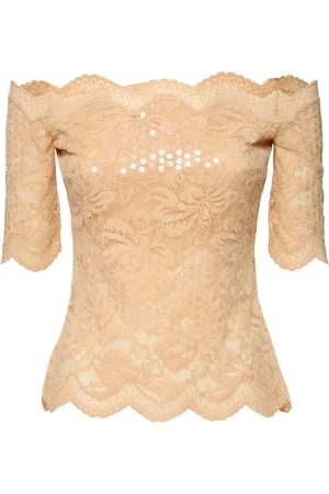 Paco rabanne Top In Pizzo Ricamato Con Paillettes