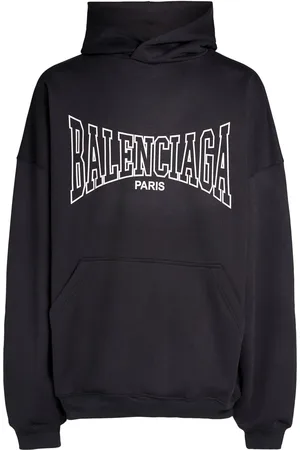 Balenciaga Felpa In Cotone Con Stampa E Cappuccio