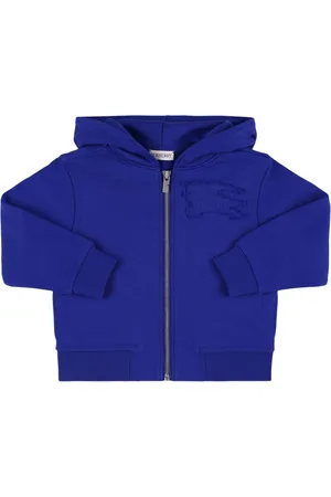 Burberry Felpa In Jersey Di Cotone Con Zip E Cappuccio