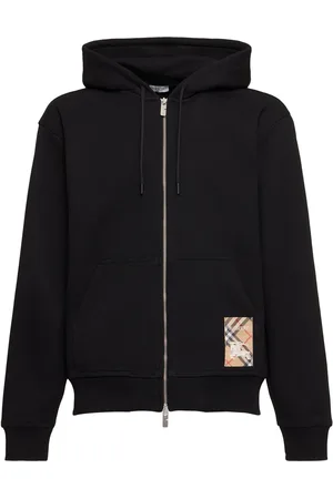 Burberry Felpa Check Con Zip E Cappuccio