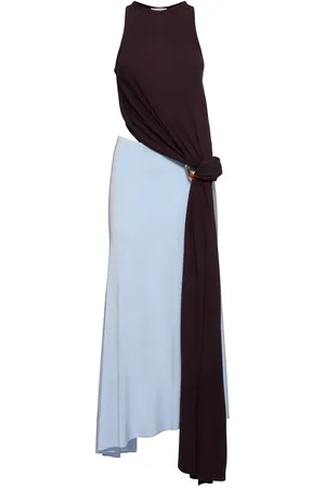Victoria Beckham Vestito Midi In Jersey Fluido Con Con Intagli