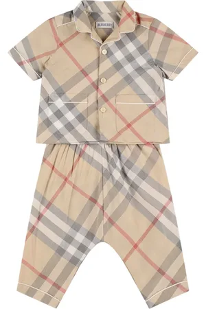 Burberry Camicia E Pantaloni In Cotone Stampa Check