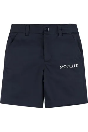 Moncler Shorts In Gabardina Di Misto Cotone Con Logo