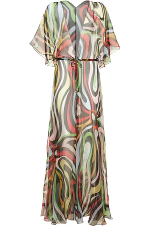Puccini Vestito Marmo In Chiffon Di Seta Stampato