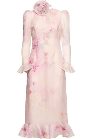 ZIMMERMANN Vestito Midi Crush In Seta E Lino