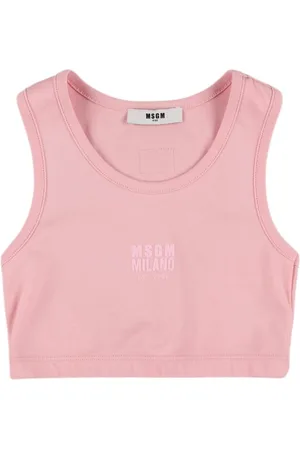 Msgm Tank Top In Interlock Di Cotone Stampato