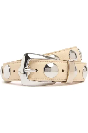 Khaite Cintura Benny In Pelle Borchiata 3cm