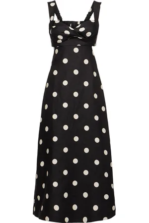 ZIMMERMANN Vestito Midi Crush In Lino A Pois