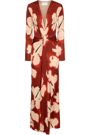 JOHANNA ORTIZ Vestito Midi Coral Marino In Jersey Lucido