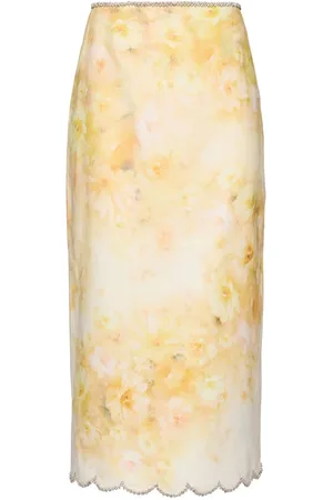 ZIMMERMANN Gonna Midi Crush In Lino Stampato