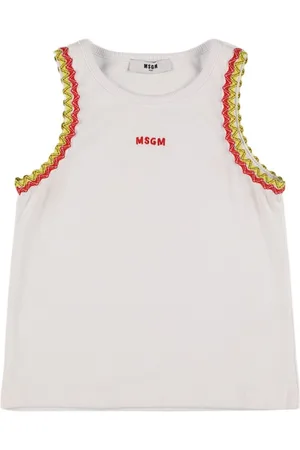 Msgm Tank Top In Jersey Ricamato