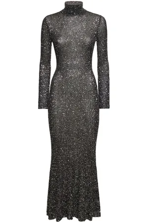 Balenciaga Maxi Abito In Techno Jersey Lamé