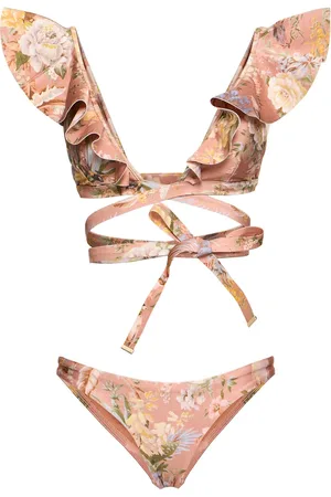 ZIMMERMANN Set Bikini Tallow Stampato Con Ruches