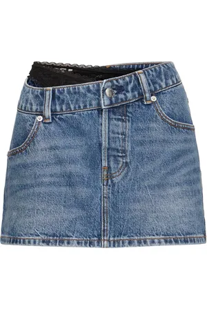 Alexander Wang Minigonna In Denim / Dettaglio Slip