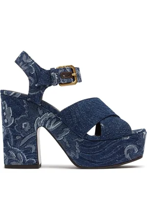 Etro Sandali In Denim Ricamato 100mm