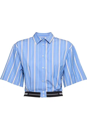 Msgm Camicia Cropped In Popeline Di Cotone