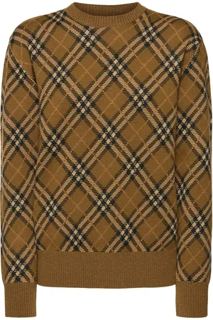 Burberry Maglia Girocollo In Misto Lana Check