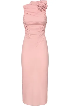 MAGDA BUTRYM Vestito Midi In Seta Trasparente Con Rose