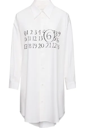 Maison Margiela Vestito Mini In Popeline Di Cotone Con Logo