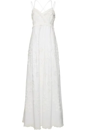 Alberta Ferretti Vestito Lungo In Pizzo Con Ricami