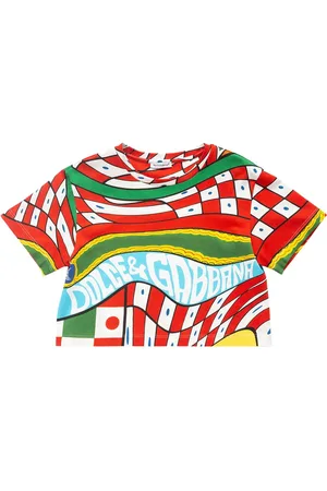 Dolce & Gabbana T-shirt Cropped In Cotone Stampa Carretto