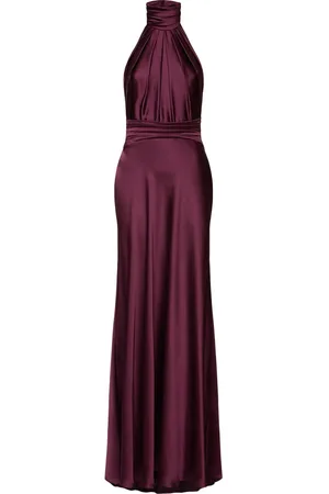 Zuhair Murad Vestito Lungo In Raso Con Allacciatura Al Collo