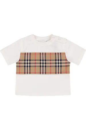 Burberry T-shirt In Jersey Di Cotone Con Inserto Check