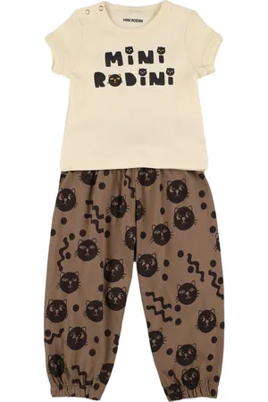 Mini Rodini T-shirt E Pantaloni In Cotone Organico Con Stampa