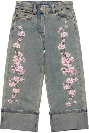 MONNALISA Jeans In Denim Con Ricami