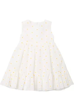Il gufo Vestito Daisy In Misto Cotone Con Ricami