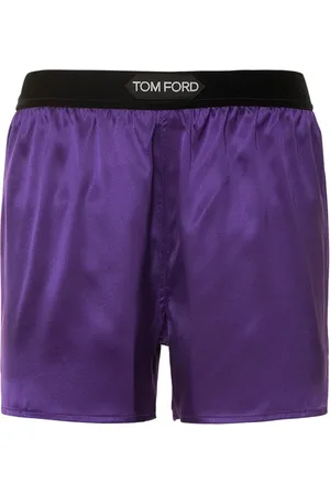 Tom Ford Shorts In Raso Di Seta Con Logo