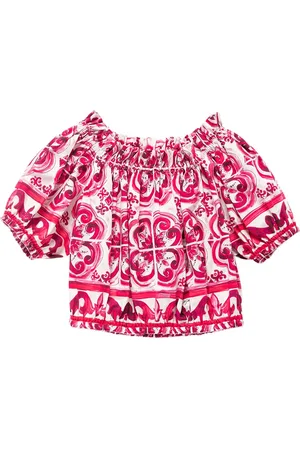 Dolce & Gabbana Crop Top In Popeline Di Cotone Stampato